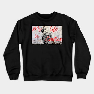 Girl biker painted on a wall Crewneck Sweatshirt